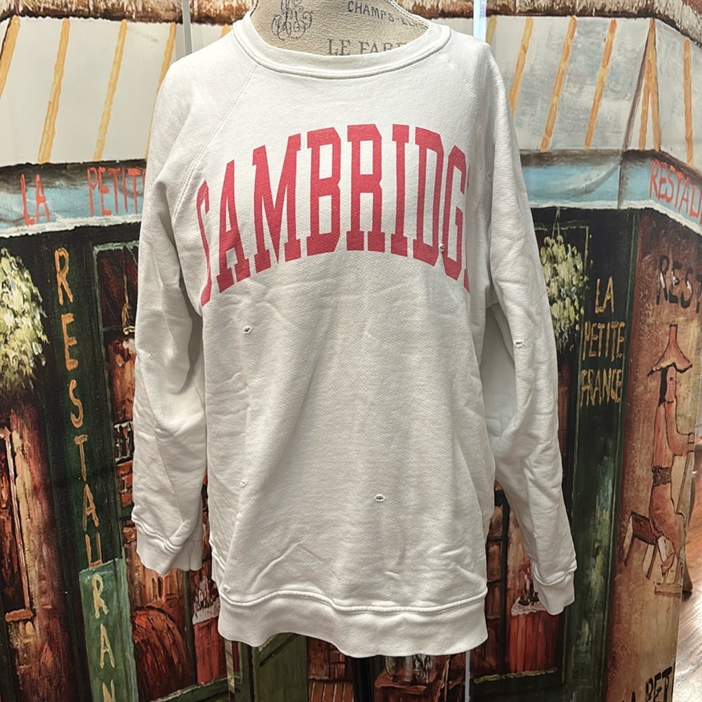 Retrobrand Crewneck “Cambridge” Sweatshirt, White, Size Medium